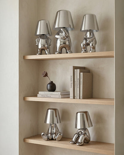 Metalen Tafellamp Sculptuur Figuur Sfeerlicht Touch Dimbaar LED Nachtlampje Goud Zilver Modern Design Decoratief