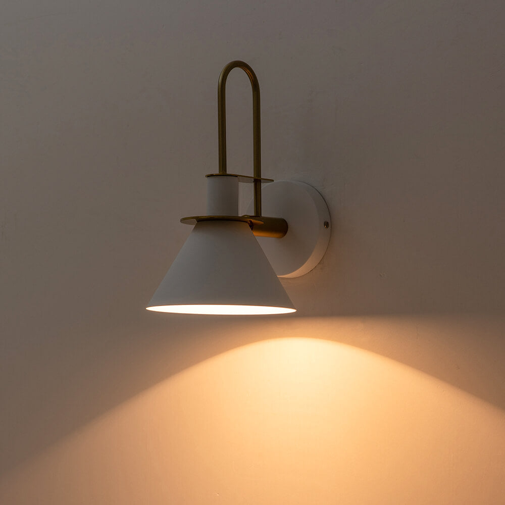 Wandlamp Kegel Zwart Wit Groen Messing 31cm E26 Mid-Century Slaapkamer Entree Gang Eetkamer Vintage Wandspot Traphal Retro