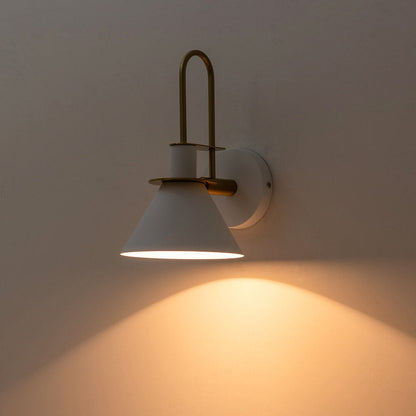 Wandlamp Kegel Zwart Wit Groen Messing 31cm E26 Mid-Century Slaapkamer Entree Gang Eetkamer Vintage Wandspot Traphal Retro
