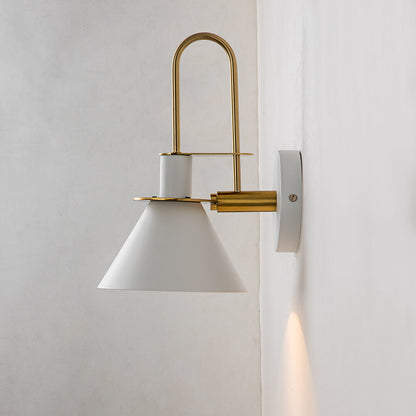 Wandlamp Kegel Zwart Wit Groen Messing 31cm E26 Mid-Century Slaapkamer Entree Gang Eetkamer Vintage Wandspot Traphal Retro