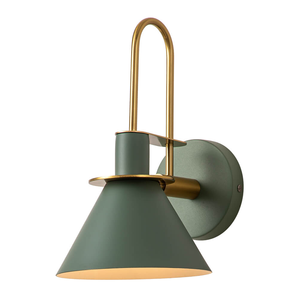 Wandlamp Kegel Zwart Wit Groen Messing 31cm E26 Mid-Century Slaapkamer Entree Gang Eetkamer Vintage Wandspot Traphal Retro