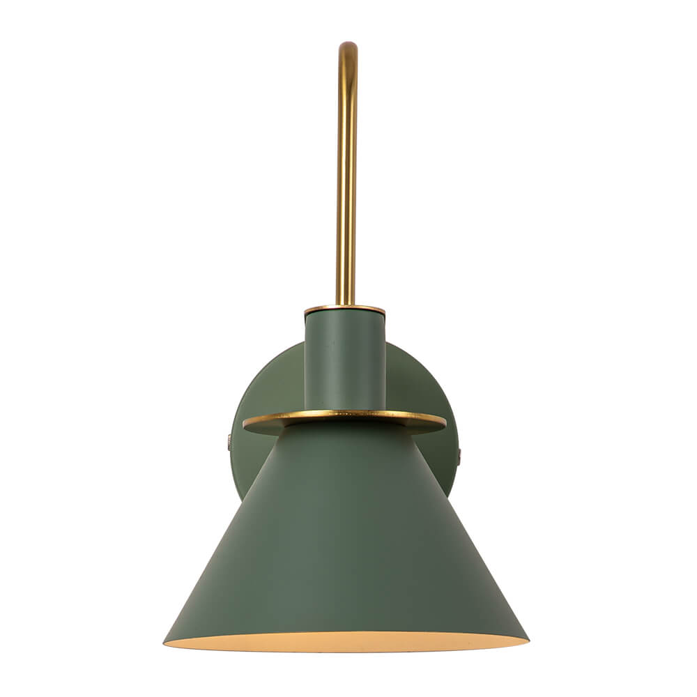 Wandlamp Kegel Zwart Wit Groen Messing 31cm E26 Mid-Century Slaapkamer Entree Gang Eetkamer Vintage Wandspot Traphal Retro