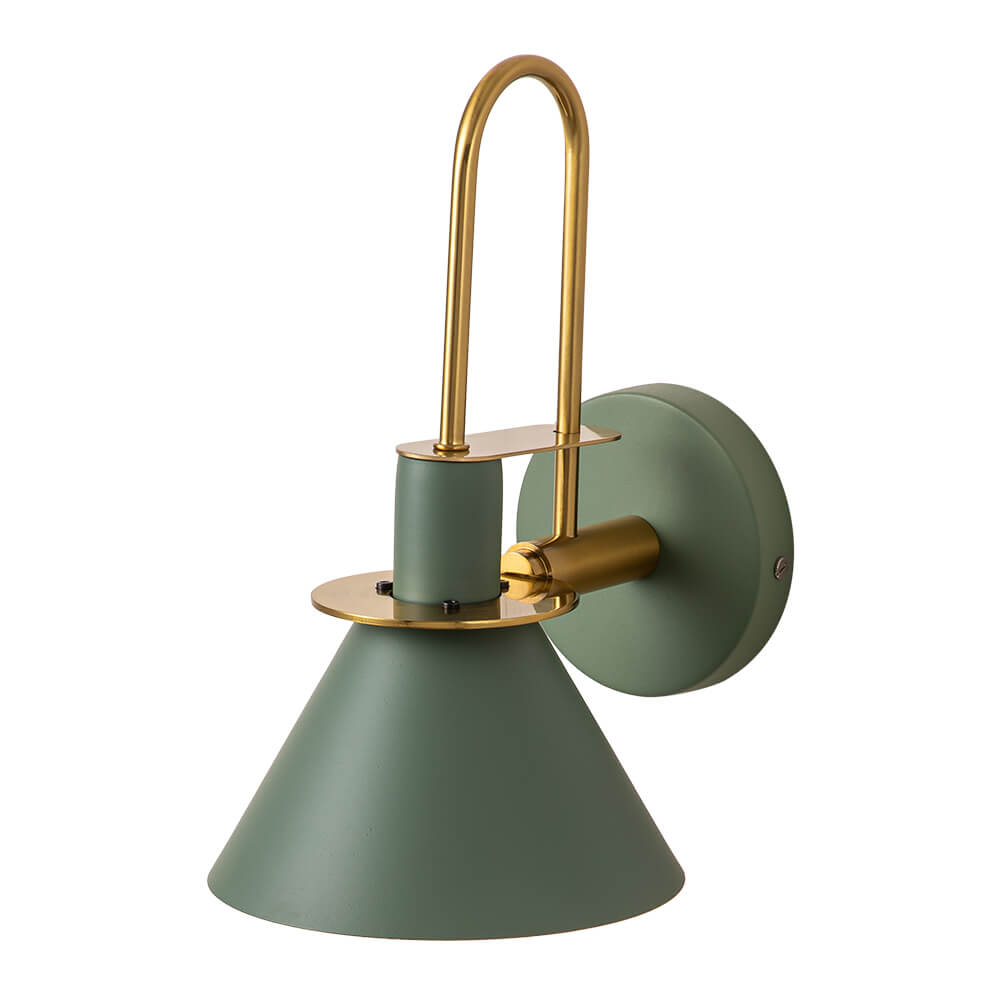 Wandlamp Kegel Zwart Wit Groen Messing 31cm E26 Mid-Century Slaapkamer Entree Gang Eetkamer Vintage Wandspot Traphal Retro