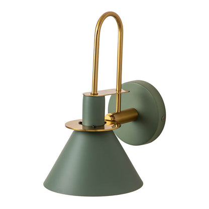 Wandlamp Kegel Zwart Wit Groen Messing 31cm E26 Mid-Century Slaapkamer Entree Gang Eetkamer Vintage Wandspot Traphal Retro