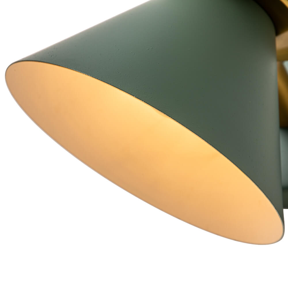 Wandlamp Kegel Zwart Wit Groen Messing 31cm E26 Mid-Century Slaapkamer Entree Gang Eetkamer Vintage Wandspot Traphal Retro