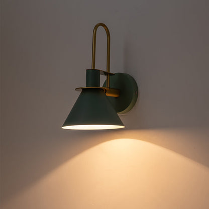 Wandlamp Kegel Zwart Wit Groen Messing 31cm E26 Mid-Century Slaapkamer Entree Gang Eetkamer Vintage Wandspot Traphal Retro