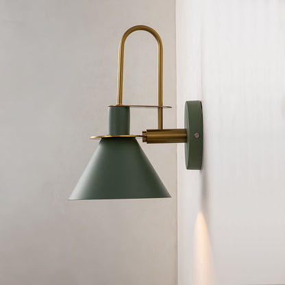 Wandlamp Kegel Zwart Wit Groen Messing 31cm E26 Mid-Century Slaapkamer Entree Gang Eetkamer Vintage Wandspot Traphal Retro