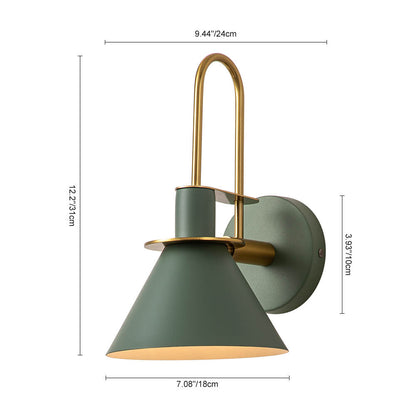 Wandlamp Kegel Zwart Wit Groen Messing 31cm E26 Mid-Century Slaapkamer Entree Gang Eetkamer Vintage Wandspot Traphal Retro