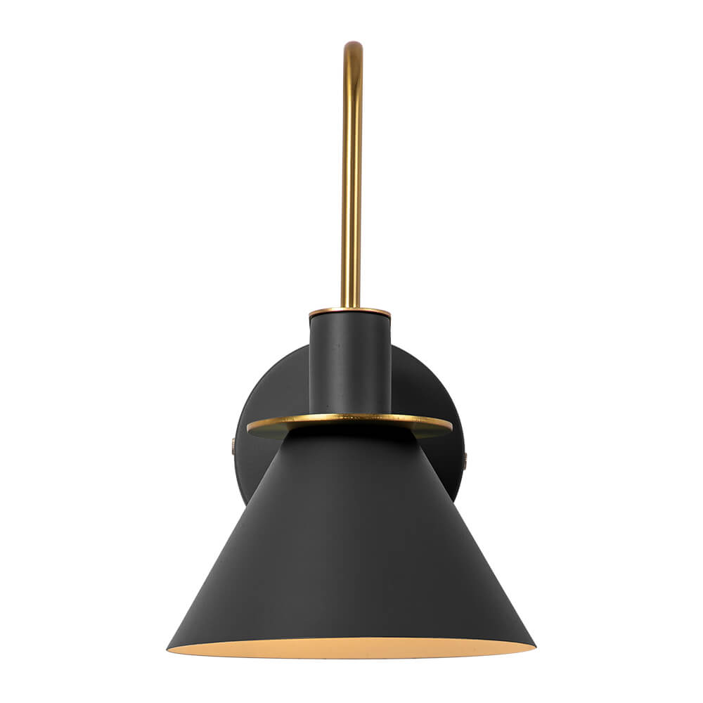 Wandlamp Kegel Zwart Wit Groen Messing 31cm E26 Mid-Century Slaapkamer Entree Gang Eetkamer Vintage Wandspot Traphal Retro