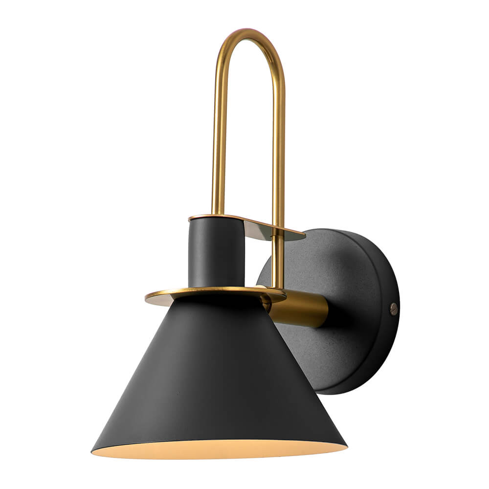 Wandlamp Kegel Zwart Wit Groen Messing 31cm E26 Mid-Century Slaapkamer Entree Gang Eetkamer Vintage Wandspot Traphal Retro