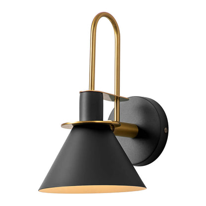Wandlamp Kegel Zwart Wit Groen Messing 31cm E26 Mid-Century Slaapkamer Entree Gang Eetkamer Vintage Wandspot Traphal Retro