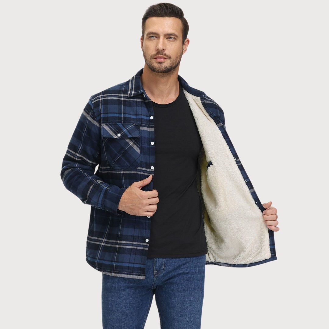 Heren Sherpa Jas Warm Gevoerd Geruit