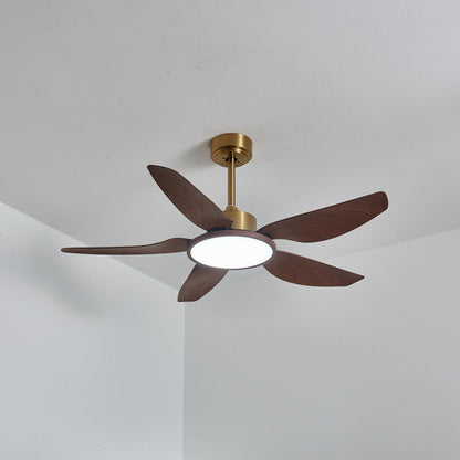 Moderne Plafondventilator met Verlichting Walnoot & Messing – Ø106cm/Ø122cm