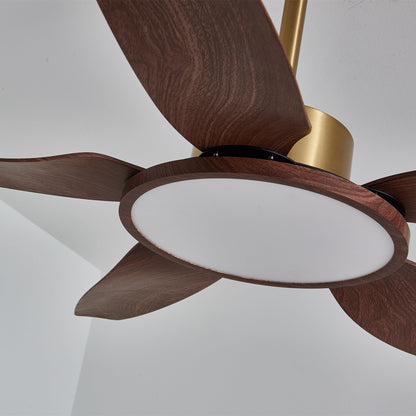 Moderne Plafondventilator met Verlichting Walnoot & Messing – Ø106cm/Ø122cm