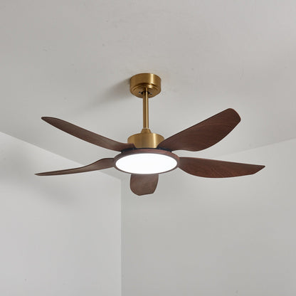 Plafondventilator met Verlichting Notenhout Messing Modern Design 3-Snelheden Afstandsbediening LED Geïntegreerd 35W Dimbaar Eiken Staal Luxe Scandinavisch Binnengebruik Woonkamer Slaapkamer Ventilator met Lampkap Ventilatie Koeling