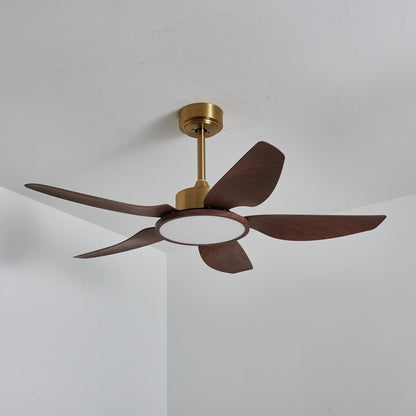 Moderne Plafondventilator met Verlichting Walnoot & Messing – Ø106cm/Ø122cm