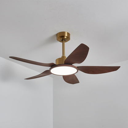Moderne Plafondventilator met Verlichting Walnoot & Messing – Ø106cm/Ø122cm