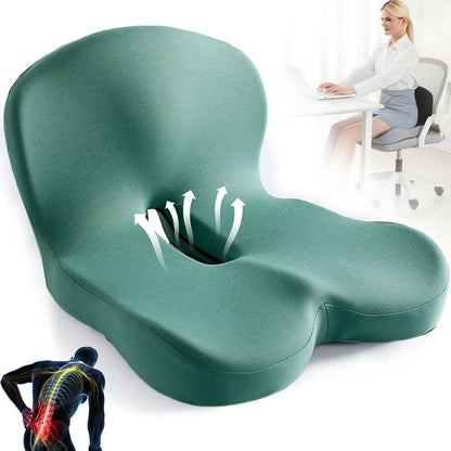 ErgoComfort Zitkussen Memory Foam Ergonomisch Drukverlagend Antislip | Bureaustoel Auto Thuiswerken Rugpijn Steunkussen Zitkussens