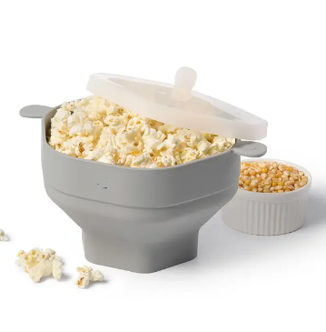 Opvouwbare Magnetron Popcornbak Herbruikbaar Siliconen met Deksel