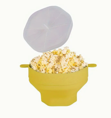 Opvouwbare Magnetron Popcornbak Herbruikbaar Siliconen met Deksel
