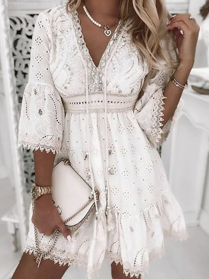 Zomerjurk Vrouw Bloemenprint Ibiza Stijl