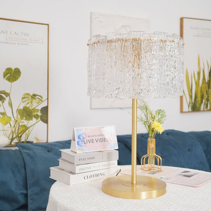 Glazen Tafellamp met Messing Voet – Design Verlichting voor Interieur