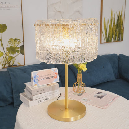 Glazen Tafellamp met Messing Voet – Design Verlichting voor Interieur