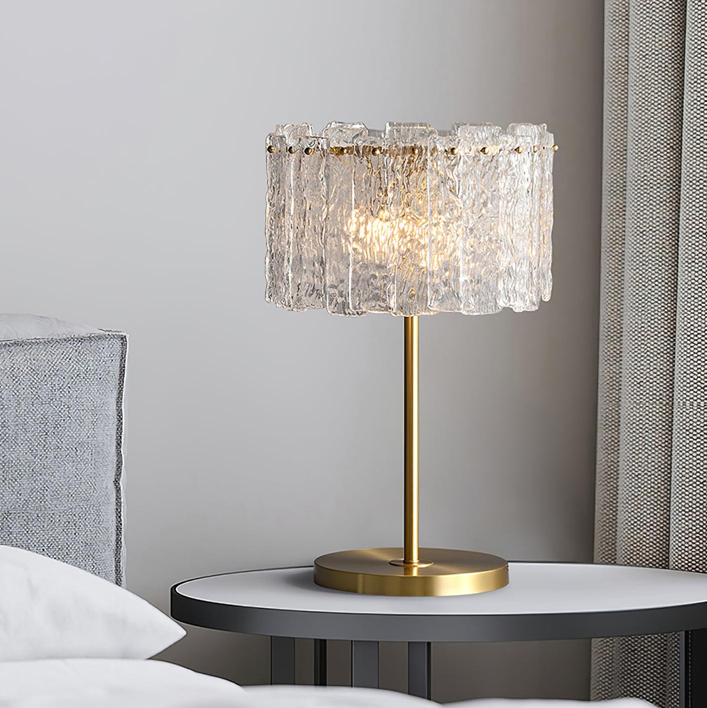Glazen Tafellamp met Messing Voet – Design Verlichting voor Interieur