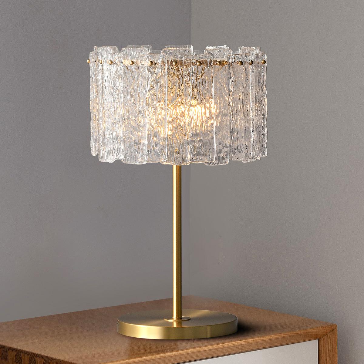 Glazen Tafellamp met Messing Voet – Design Verlichting voor Interieur