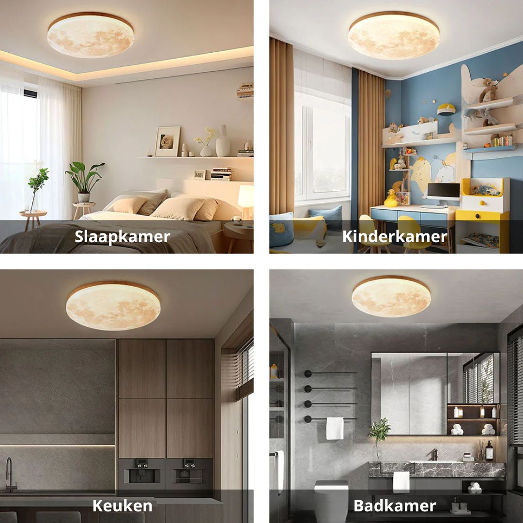 LED Plafondlamp Maanontwerp Hout Acryl Rond 26-48cm Slaapkamer Woonkamer Plafondlamp Maanlamp LED Verlichting Modern Interieur