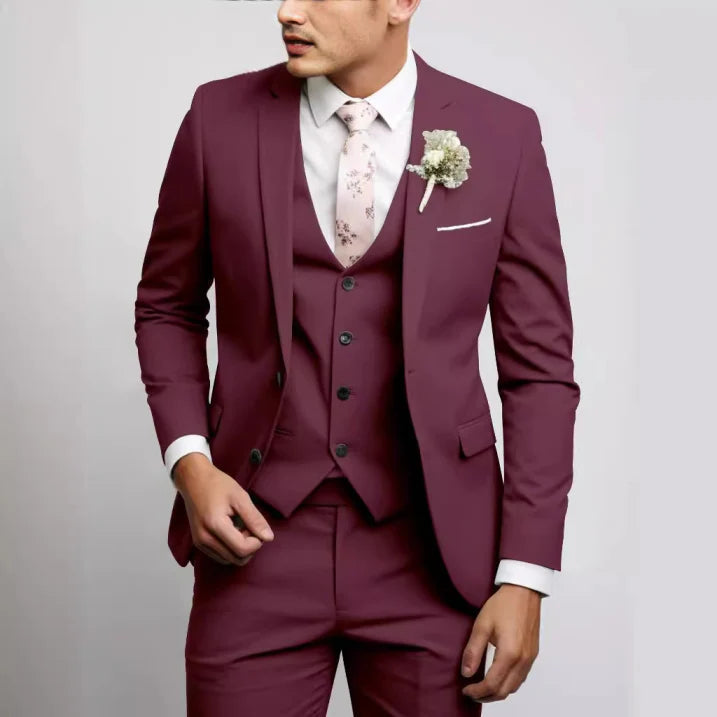 Mannen Kostuum Lichtgrijs 3-Delig Slim Fit Bruiloftspak