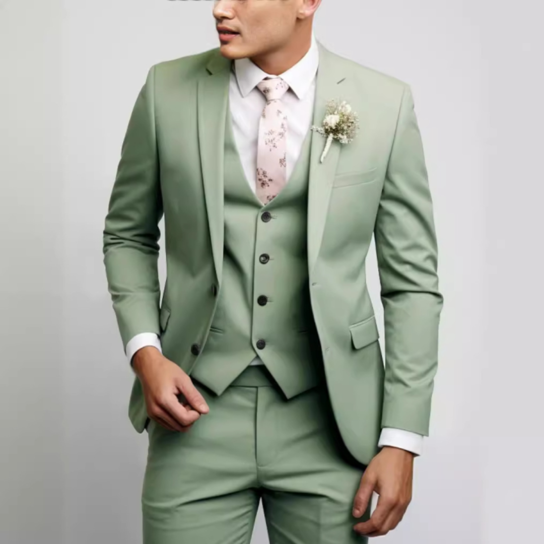 Heren Kostuum Lichtgrijs 3-Delig Slim Fit Pak