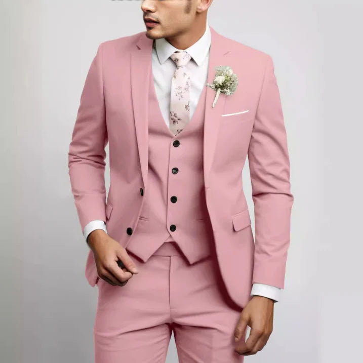 Mannen Kostuum Lichtgrijs 3-Delig Slim Fit Bruiloftspak