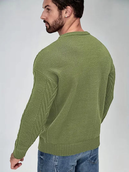 Slim fit crew neck trui met kabelpatroon