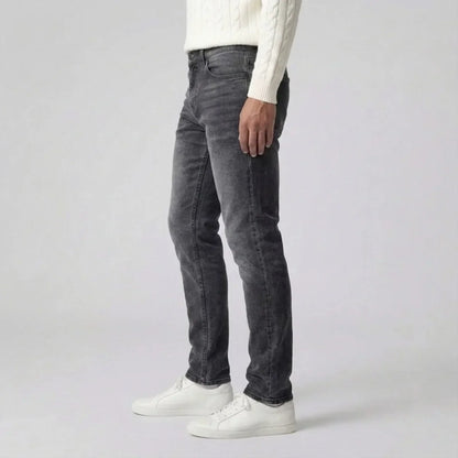 Slim fit jeans met lichte wassing en vijf-pocket stijl