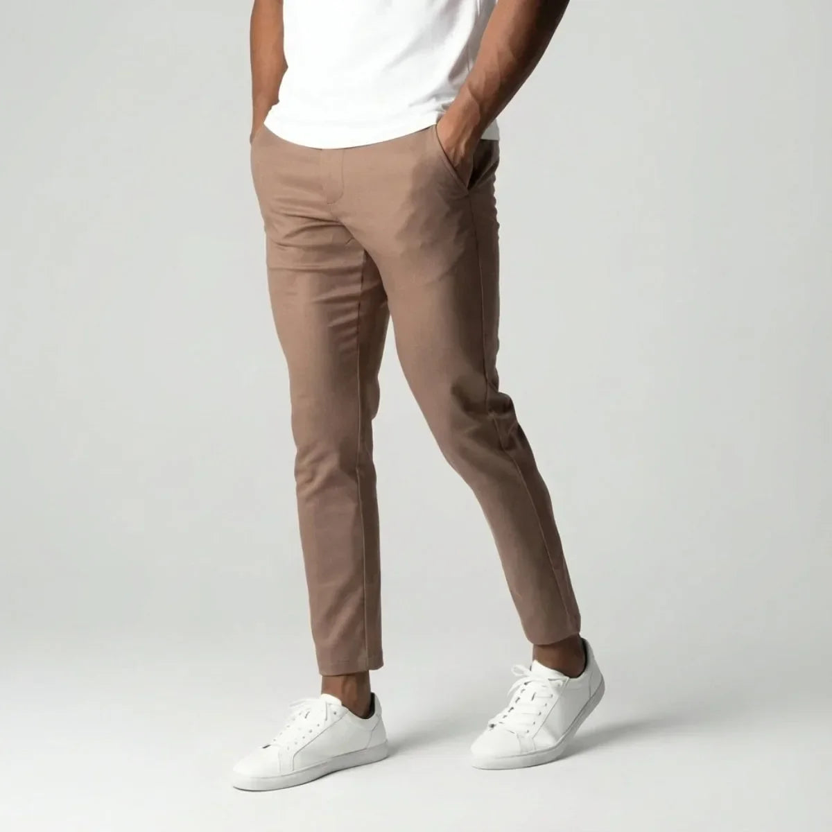 Lichtbruine Slim Fit Broek Stretch Elastisch - StudioMarella