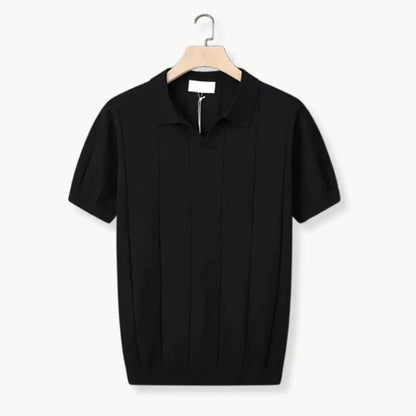 Slim fit polo met korte mouwen en verticale ribbels