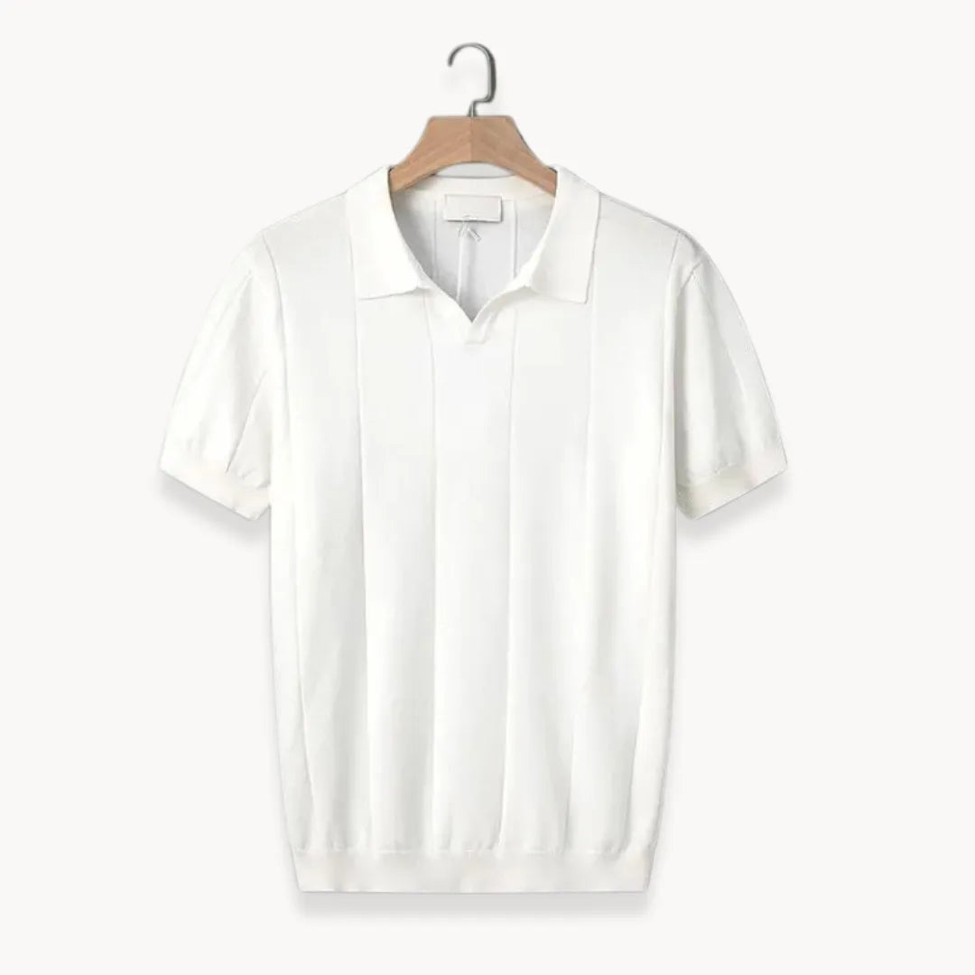 Slim fit polo met korte mouwen en verticale ribbels