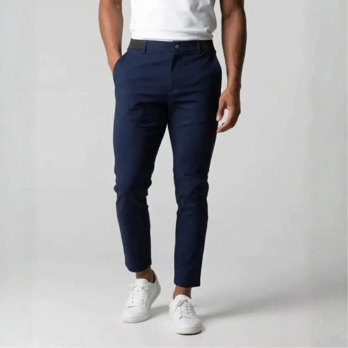 Slim fit stretch chino met elastische tailleband