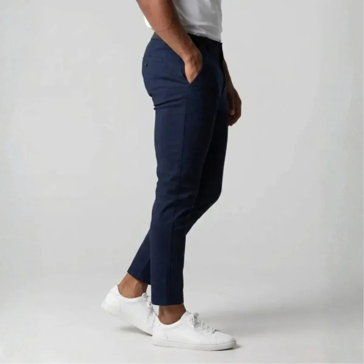 Slim fit stretch chino met elastische tailleband