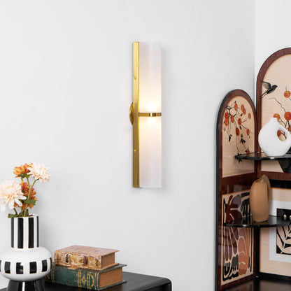 Smalle Buis Wandlamp met Glazen Kap – Moderne Wandverlichting voor Hal en Woonkamer