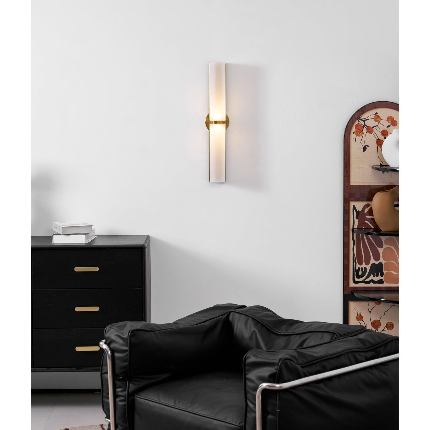 Smalle Buis Wandlamp met Glazen Kap – Moderne Wandverlichting voor Hal en Woonkamer