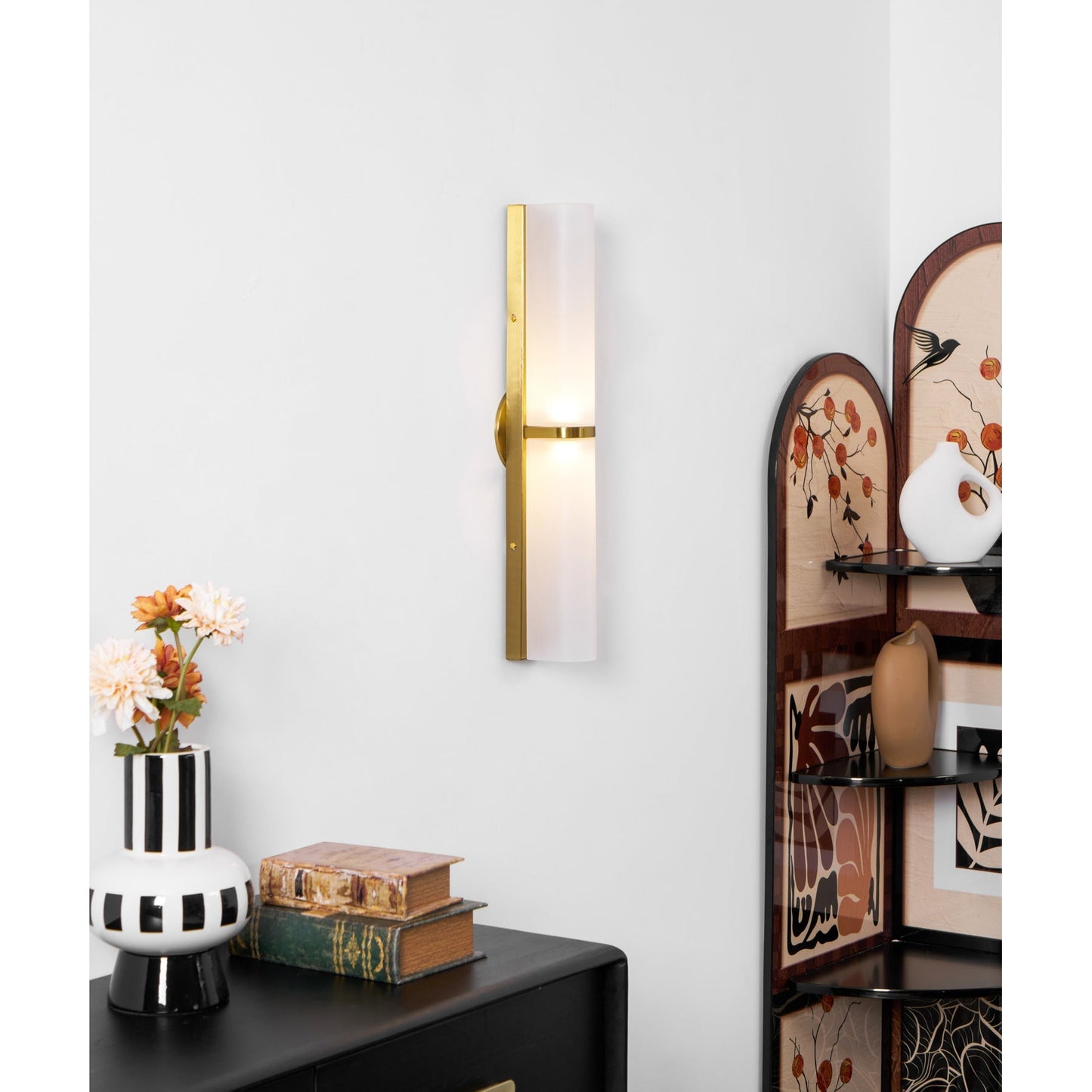 Smalle Buis Wandlamp met Glazen Kap – Moderne Wandverlichting voor Hal en Woonkamer