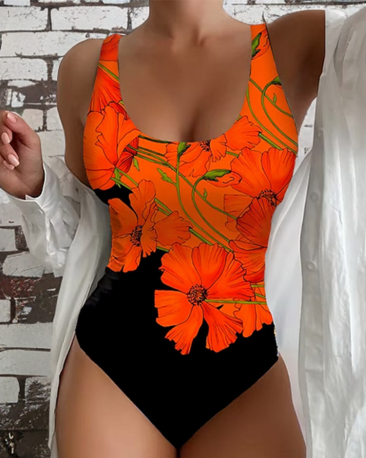 Dames Badpak Met Bloemenprint Elegante Pasvorm - StudioMarella