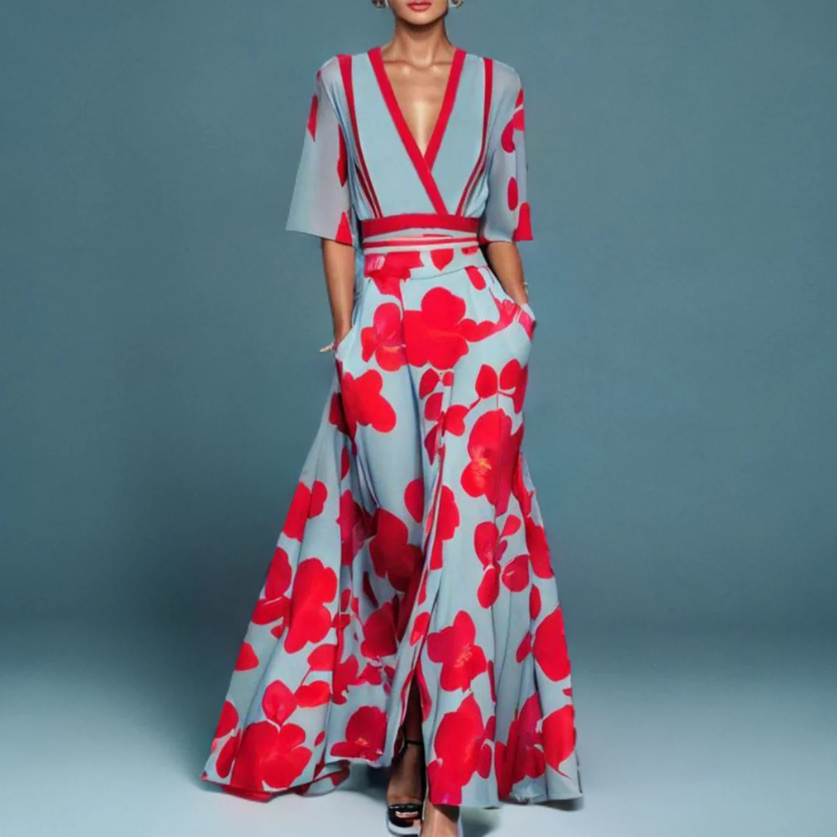 Dames Klassieke Jurk Bloemenprint Elegant