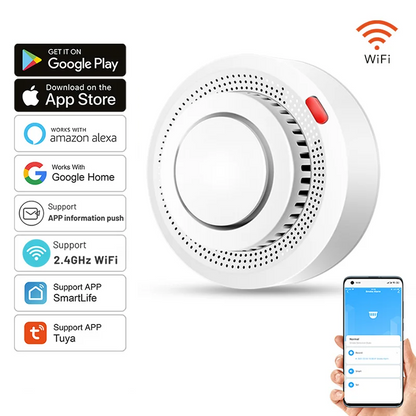 WiFi Rookmelder met 85dB Alarm Compact Veiligheid Thuis Kantoor Rookdetectie Warmtedetectie Wand Plafond