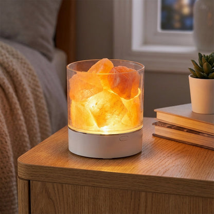 Himalaya Zoutlamp LED USB Dimbaar Kleurwisselend 9cm Slaapkamer Nachtkastlamp Ionisator Sfeerverlichting Touch Bediening