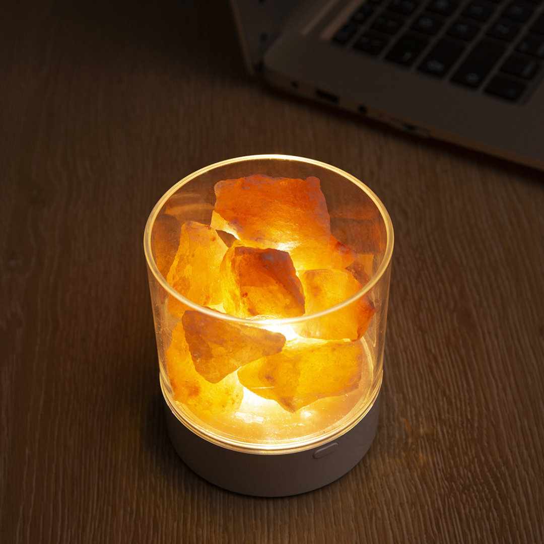 Himalaya Zoutlamp LED USB Dimbaar Kleurwisselend 9cm Slaapkamer Nachtkastlamp Ionisator Sfeerverlichting Touch Bediening