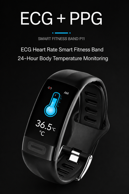 Smartwatch met EKG Hartslag Bloeddruk Slaaptracking Zwart Blauw Rood Gezondheidsmonitor Fitness Tracker Vitaro