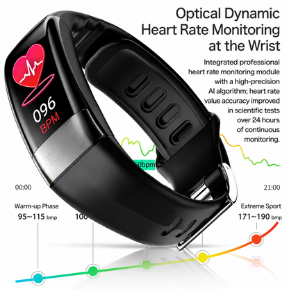 Smartwatch met EKG Hartslag Bloeddruk Slaaptracking Zwart Blauw Rood Gezondheidsmonitor Fitness Tracker Vitaro